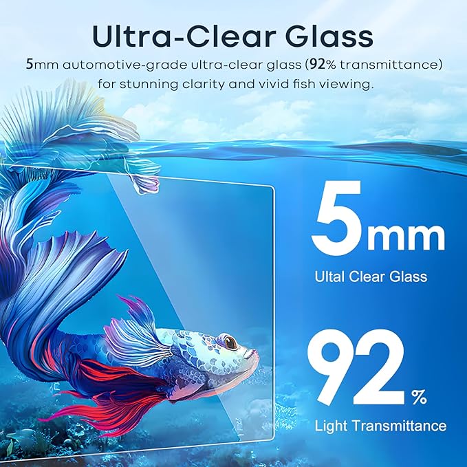 3 Gallon Glass Fish Tank Cube, Small Aquarium Fish Bowl for Betta Goldfish Snails Shrimp Aquatic Planting, Easy to Maintain Ultra Clear Rimless Design for Desktop Small Spaces-PawvioPets