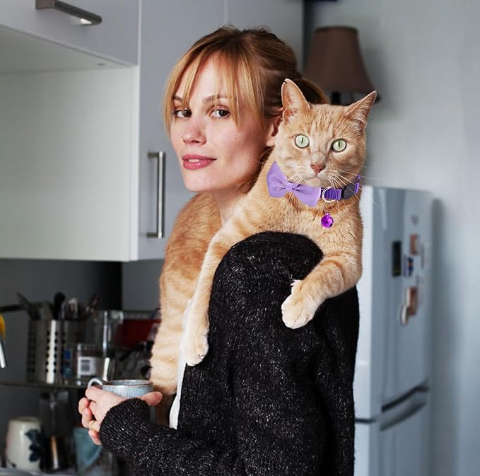 16 PCS Cute Cat Collar with Bells Kitten Collars for Girls Pink Cat Collar Breakaway Cat Collars for Girl Cats Small Kitten Collar with Bell Boy Pet Collar for Cats Kitten Supplies Flower Cat Collar-PawvioPets