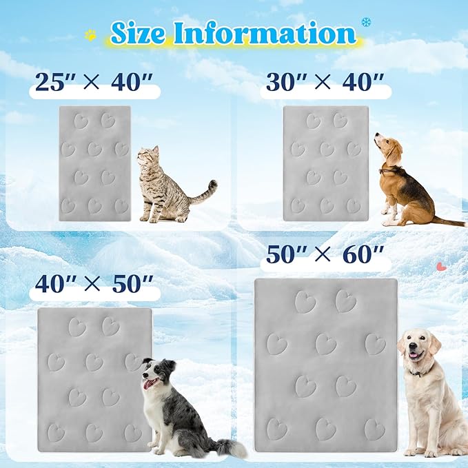 Cooling Blanket for Dogs, Lightweight & Durable Dog Cooling Mat, Q-MAX>0.45 Soft Breathable Pets Comforter for Couch, Bed & Car Essential - Light Grey 30x40 Inches-PawvioPets