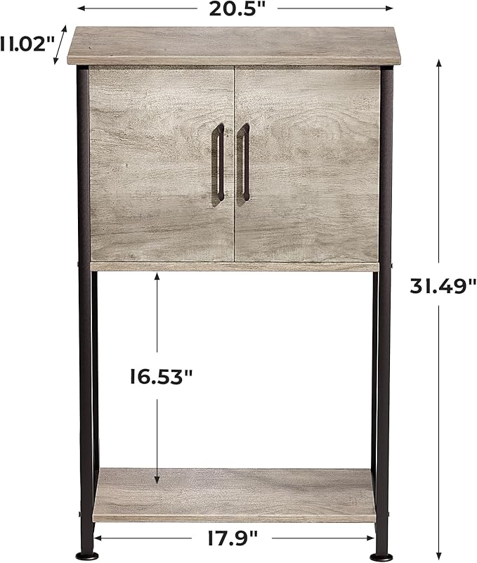 5-10 Gallon Fish Tank Stand, Metal Double Aquarium Stand with Cabinet for Fish Tank Accessories Storage, Heavy Duty 20.5" L* 11.02" W Tabletop, 500LBS Capacity Grey PG06YGZ-PawvioPets