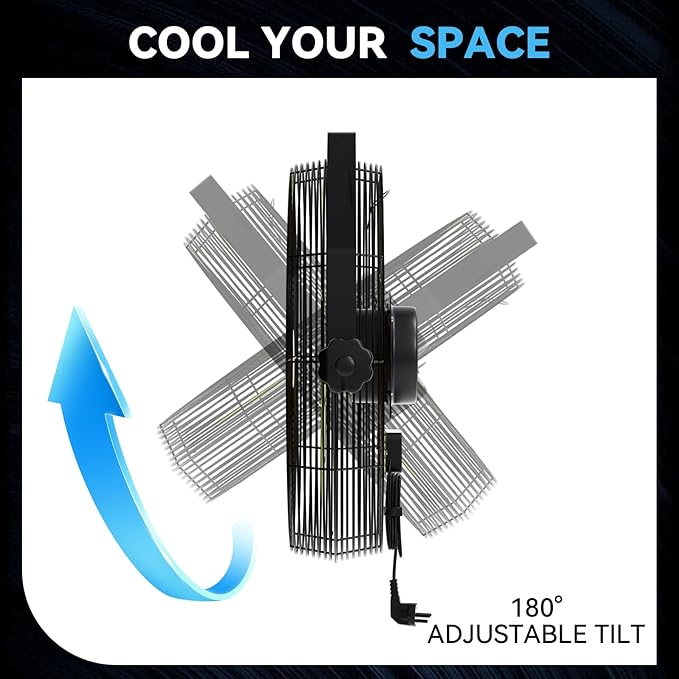 4580 CFM 18 inch High Velocity Wall Mounted Fan, 3-Speed Metal Fan with Sealed Motor, 360 Degree Tliting Heavy Duty Wall Fan for Patio, Barn, Garage, and Gazebo - UL listed-PawvioPets