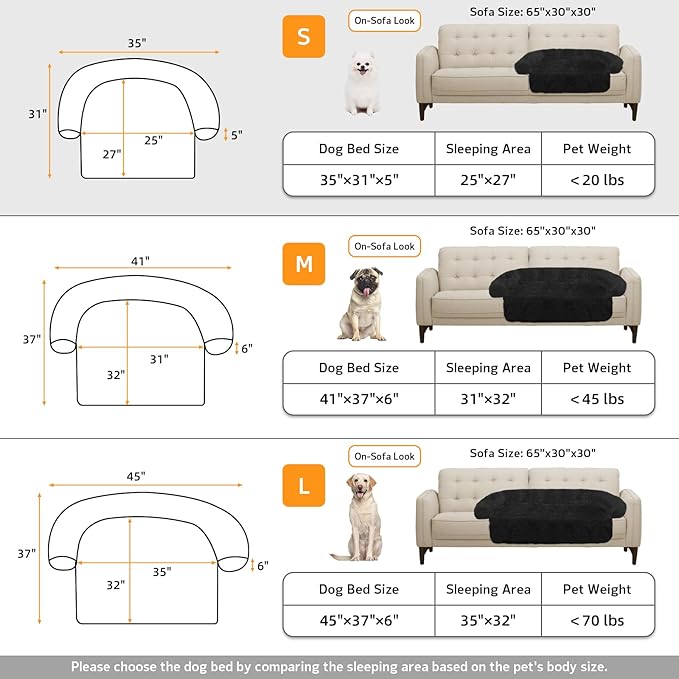 GGIB Calming Dog Bed Fluffy Plush Dog Mat for Furniture Protector with Removable Washable Cover for Large Medium Small Dogs and Cats (Small,Black)-PawvioPets