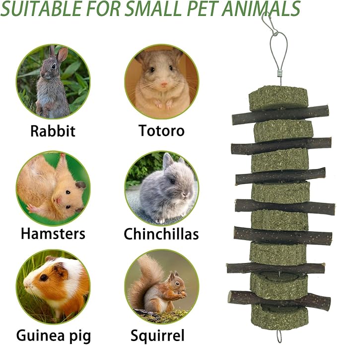 Generic Rabbit Bunny Treat Hamster Chew Toys Grass Cakes Heart Shaped Chew Toys Pets Treats for Bunny Rabbits Hamster Chinchilla Guinea Pigs 2Pcs-PawvioPets