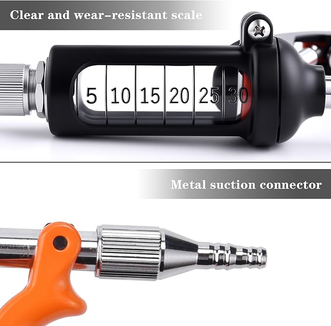 30ML Veterinary Metal Feeding Gun, Continuous Drench Gun Dosing Device Veterinary Adjustable Medicine Dispenser Husbandry Autonomous Feeding Tool, Pig Cattle, Sheep, Horse for Drench Gun-PawvioPets