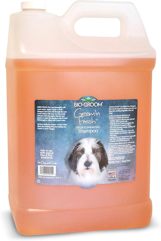 Bio-Groom Groom'n Fresh Dog Shampoo – Odor Eliminating, Dog Bathing Supplies, Puppy Wash, Cat & Dog Grooming Supplies, Cruelty-Free, Made in USA, Dog Products – 2.5 Gallons-PawvioPets