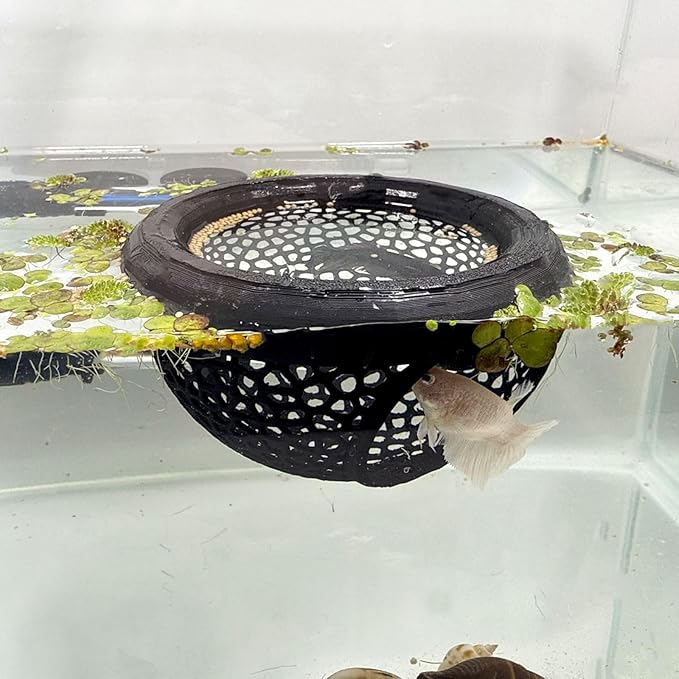 Aquarium Floating Betta Fish Skins, Betta or Shrimp Feeder, Cave and Hammock, Small Fish Feeding Rings, Aquarium Hiding Feeding Decorative Accessories (Black)-PawvioPets