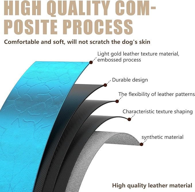 AirTag Dog Collar - Leather Dog Collar with Airtag Holder | IP68 Waterproof AirTag Holder with Metal Buckle, Comfortable GPS Dog Collars Tracker for Medium Large Dogs (Blue, L)-PawvioPets