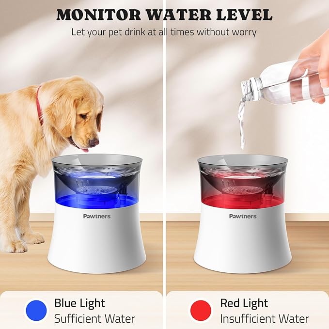 Dog Water Fountain with Vortex Filtration Design, 3.5L/123oz Elevated Dog Water Bowl for Large Medium Dogs & Cats, Automatic No Spill Water Dispenser with Deep Drinking Area and Ultra-Quiet Pump-PawvioPets