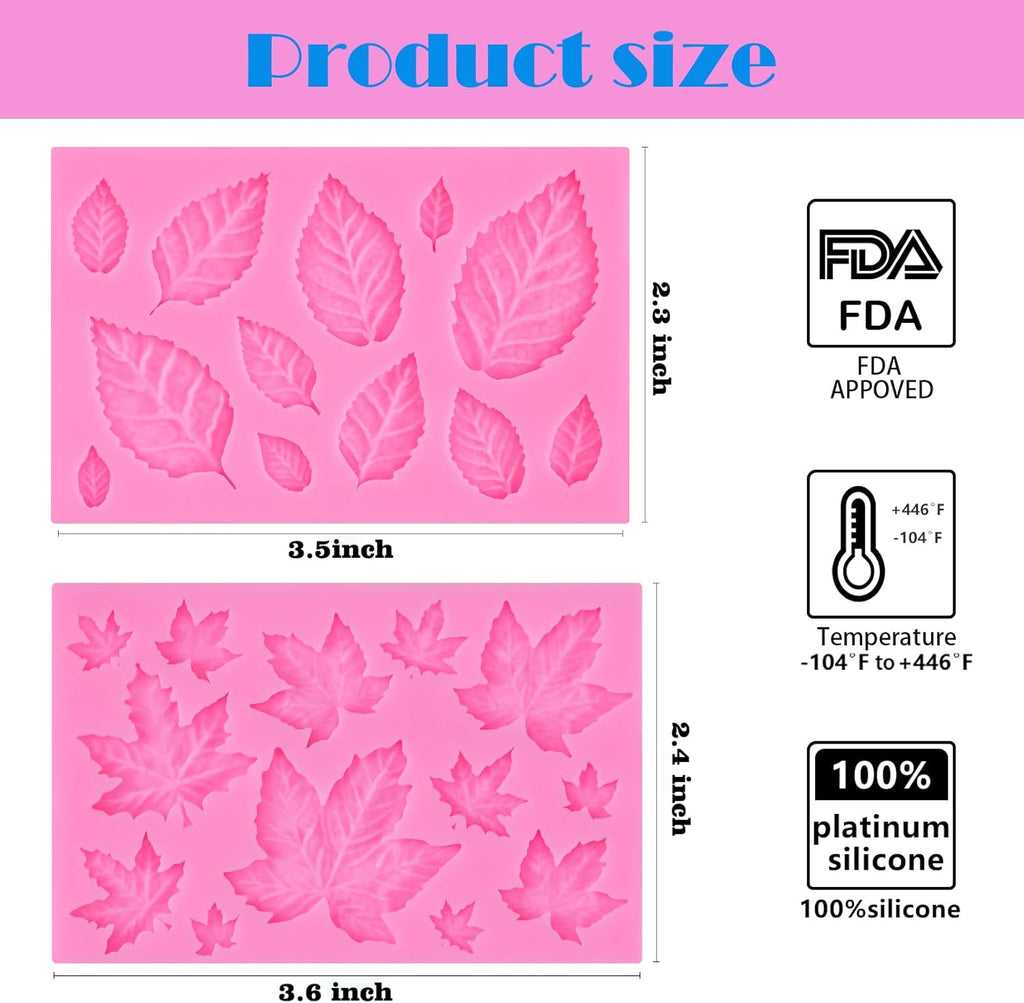Actvty Silicone Maple Leaf Mold for Fondant, Cupcake Topper, Chocolate Candy, Sugar Craft Cake Decoration, Resin Mold for Fall Harvest Thanksgiving Halloween DIY Decor
