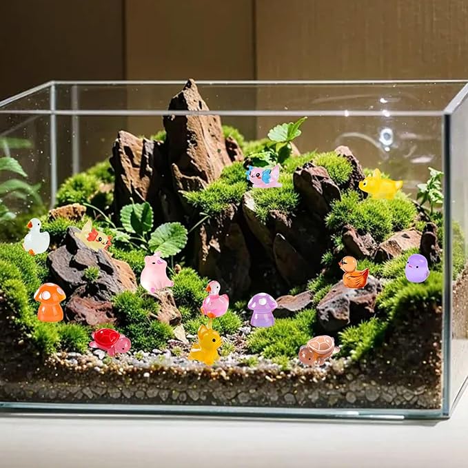 200 Pcs Mini Resin Animals Kit Accessories Variety Pack Glow Animal Figurines Resin Mini Ducks Figurines Accessories for Variety Pack for Garden Micro Landscape Aquarium Potted Dollhouse Decor-PawvioPets
