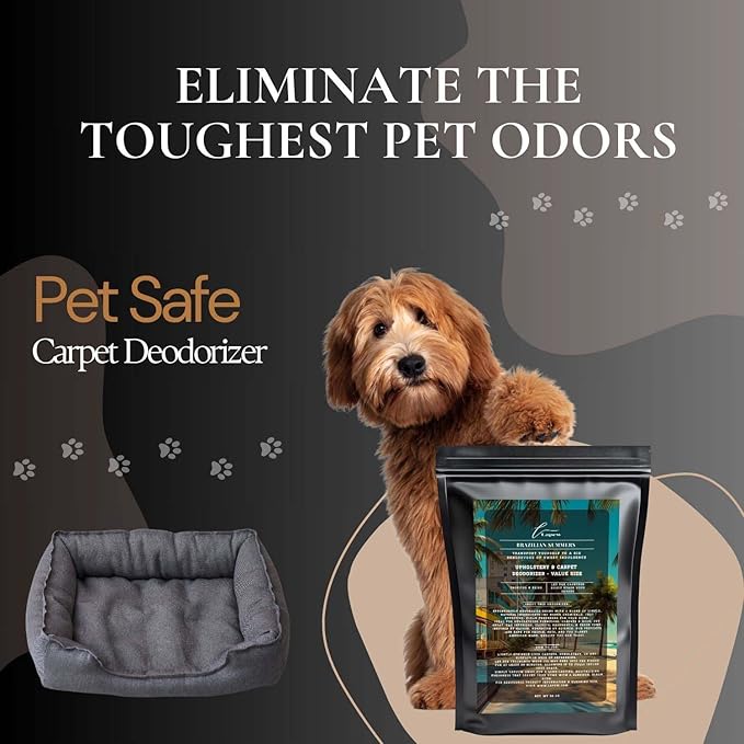 Brazilian Summers Carpet Freshener Powder Refill 36 oz | Powerful Odor Eliminator for Home | Upholstery Deodorizer | Carpet Deodorizer | Pet Urine | Cat Litter Box | Brazilian Crush Fragrance-PawvioPets