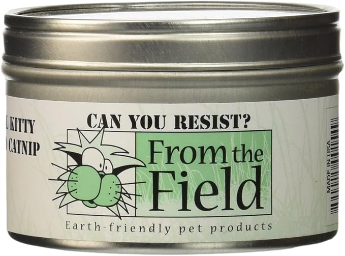 from The Field | Fine Ground Stalkless Catnip | Premium USA-Grown Catnip for Toys & Playtime | Fresh, Potent, Non-Toxic, Eco-Friendly | Safe for Kittens & Cats | Resealable 1 oz Can-PawvioPets