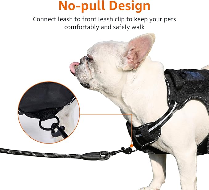 Amazon Basics No Pull Dog Harness, Adjustable Front Clip, Tactical Vest, Large, Black-PawvioPets