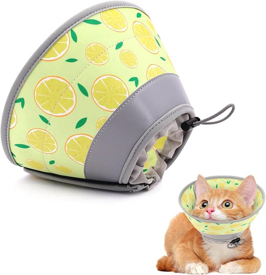 Cat Cone Collar Soft, Comfortable Cat Recovery Collar Pet Cone for Small Large Cats, Lightweight Elizabethan Collar for Cats Kittens After Surgery Prevent from Licking Wounds, Yellow, M-PawvioPets