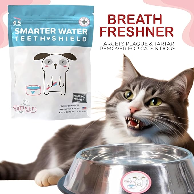 Dog Breath Freshener Powder for Water – Cat & Dog Dental Care Water Additive, Natural Plaque & Tartar Remover, Bad Breath Eliminator, Easy No-Brush Oral Hygiene – 45 Servings, Vet Recommended-PawvioPets