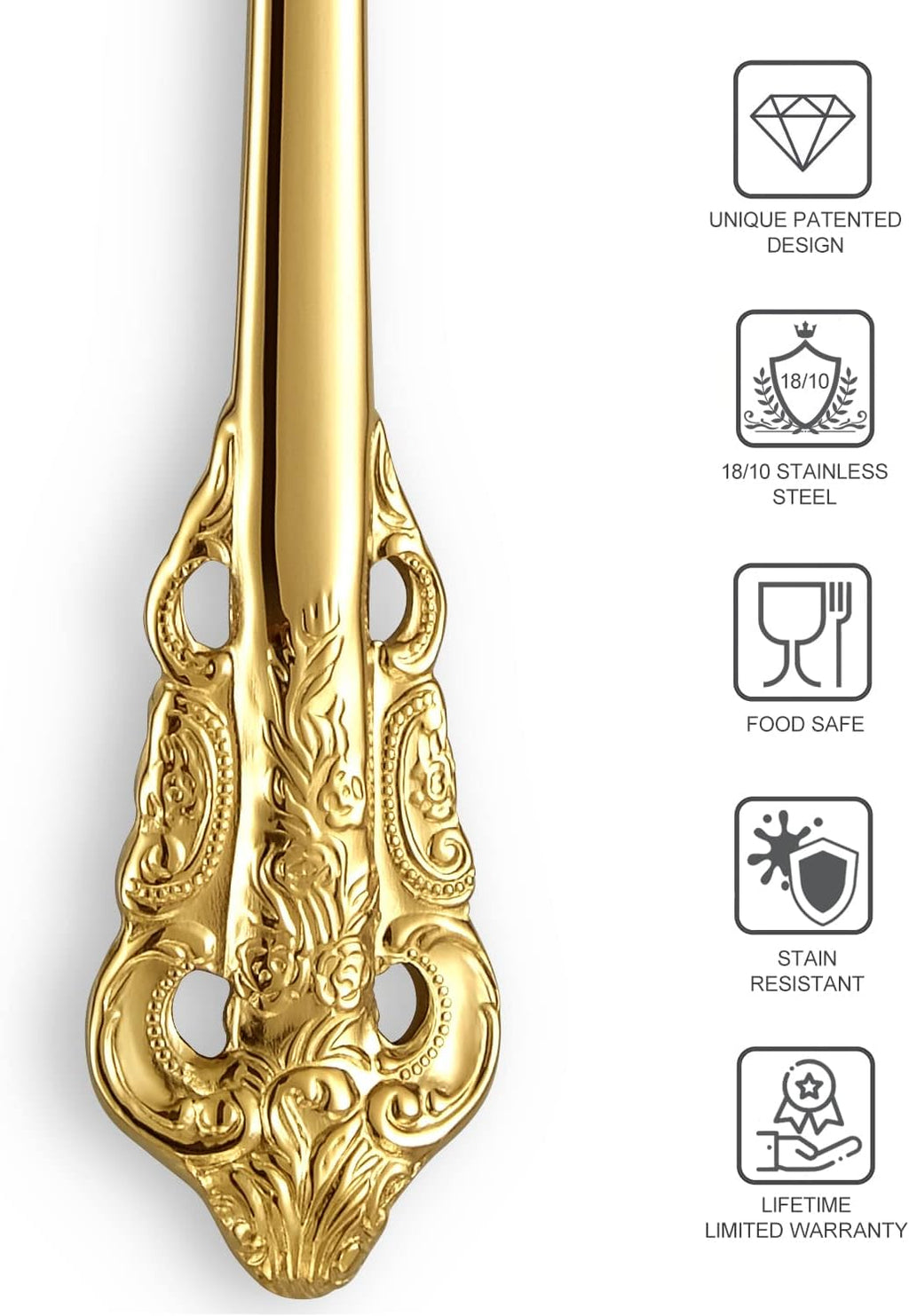 KEAWELL Luxury 6.3" Teaspoons, 18/10 Stainless Steel, Gorgeous Small Spoons, Stirring, Mixing, Sugar, Cake, Dessert Spoons, Mini Antipasto spoons (Gold)