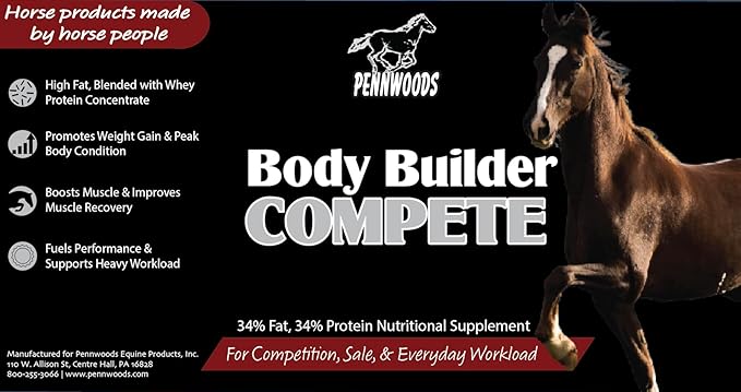 Body Builder Compete: Advanced Horse Weight Gain Supplement, Designed for Competition and Sale, 11lb Bag-PawvioPets
