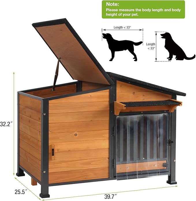 Dog House Outdoor with Bowls Weatherproof Dog Kennel with Anti-Chewing Iron Frame Dog Shelter for Small Medium Dogs-PawvioPets