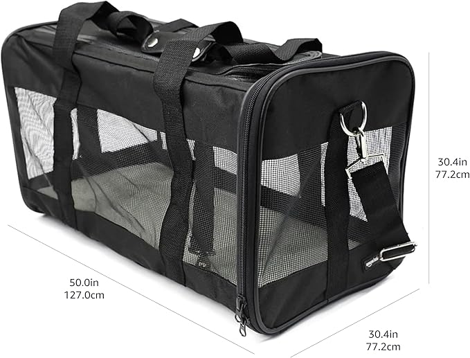 Amazon Basics Soft-Sided Mesh Pet Travel Carrier for Dog, Cat, up to 22 pounds, 19.7" L x 12" W x 12" H, Black-PawvioPets