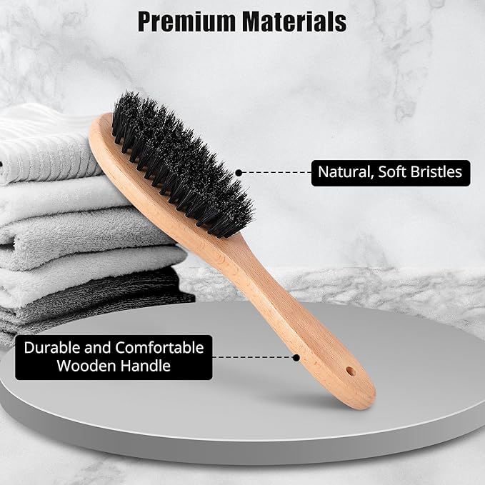 Boar Bristle Cat Brush with Wooden Handle, Soft and Gentle, Reduce Shedding, Make Coat Soft, Smooth and Shinny, Daily Grooming Tool for Short Haired Cats, Kitten-PawvioPets