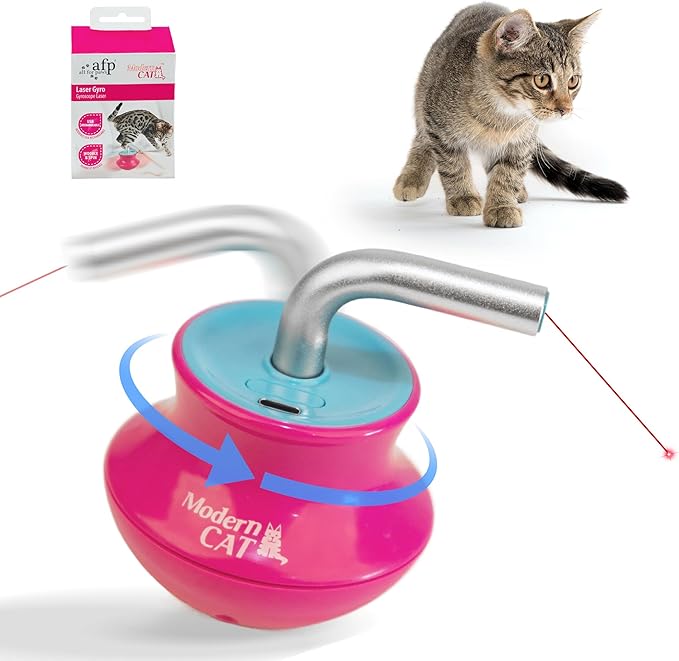 Cat Laser Pointer Toy for Bored Indoor Cats, Automatic Interactive Cat Toy, 360° Laser Rotation, USB Rechargeable, Wooble Base-PawvioPets