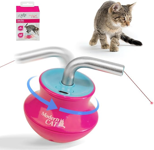 Cat Laser Pointer Toy for Bored Indoor Cats, Automatic Interactive Cat Toy, 360° Laser Rotation, USB Rechargeable, Wooble Base-PawvioPets