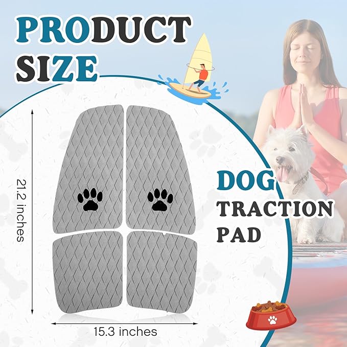 Dog Traction Pad Dog Paddle Board Kayak Accessories 21.2 x 15.3 Inch Non Slip Deck Grip Mat Surfboard Traction Good Grip EVA Foams for SUP Skimboard Paddleboard Surfboard-PawvioPets