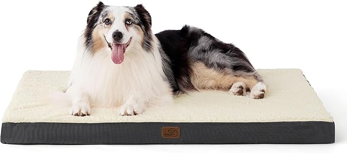 Bedsure XL Dog Bed for Crate - Large Orthopedic Flat Pet Beds with Removable Washable Cover, Egg Crate Foam Crate Mat, Suitable for Pet Up to 90 lbs-PawvioPets