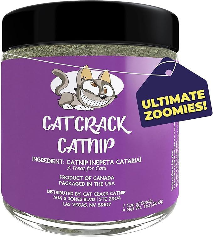 Cat Crack Catnip, Zoomie-Inducing Cat Nip Blend, North American Made & 100% Natural, Safe & Non-Addictive Catnip Treats Used to Supplement Cat Nip Toys, Spray, & Accessories (1 Cup)-PawvioPets