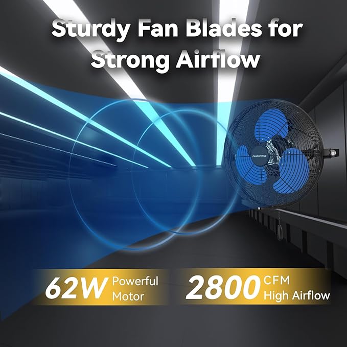 12 Inch Wall Fan Pro Series - Indoor High Velocity Wall Mount Fan for Commercial, Residential, Warehouse, Covered Patio, Shop, Garage, Barn, Gazebo 3 Speed 2800 CFM UL Safety Listed-PawvioPets