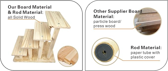 Cowboy Wooden pet Stairs 4-Step pet Ladder cat Dog Easy Stairs with Detachable Carpet for high Bed and Couch (Gray)-PawvioPets