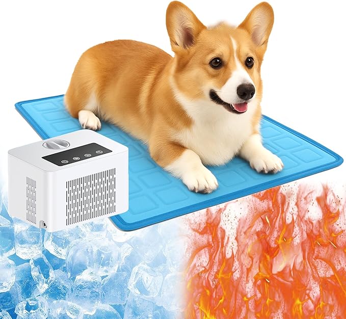 DuDuDog Electronic Self-Cooling and Heating Pet Mat for Dogs and Cats, Quiet Semiconductor Technology with Timed Water Circulation, 15.75 x 23.62 Inches-PawvioPets