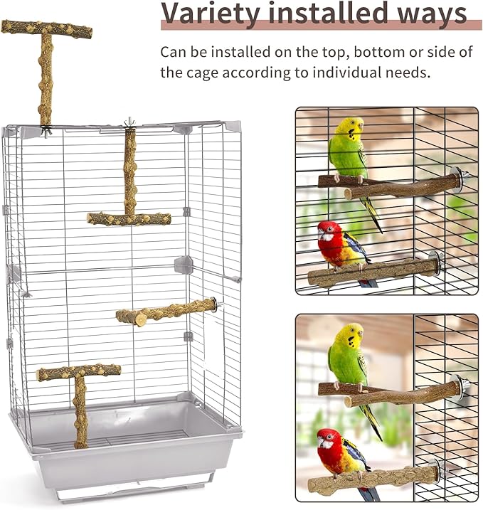 Bird Perches, 6pcs Natural Wood Birds Stand Branch, Bird Perch Chewing Stick Cage Accessories Parrot Climbing Standing Branches Paw Grinding Fork Sets for Parakeet Lovebirds Cockatiels-PawvioPets