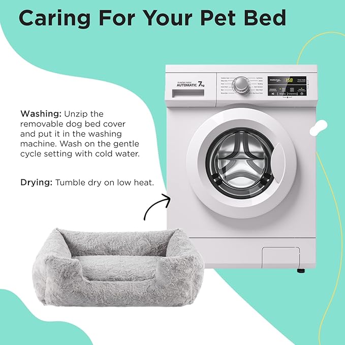 Best Friends by Sheri Lux Lounge Bed Calming Faux Fur Dog Bed, Gray, Medium, 30" x 20"-PawvioPets