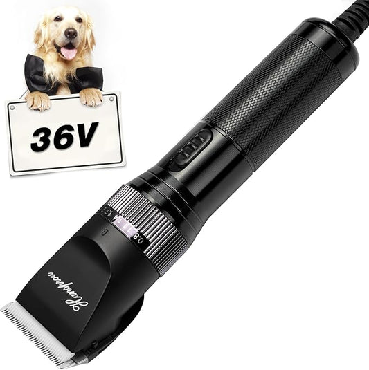 Dog Grooming Clippers, Upgraded 36V Heavy Duty Pet Clippers, Professional Dog & Cat Shaver for Thick Coat, Corded Pet Hair Trimmer with Guard Combs & Brush-PawvioPets