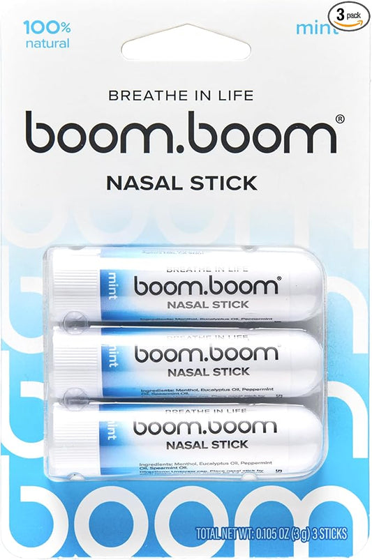BoomBoom Nasal Stick | Vapor Flow Technology | Cool Refreshing Sensation | Natural Mood Boost | Simple Ingredients | Essential Oils + Menthol Inhaler (Mint)-PawvioPets