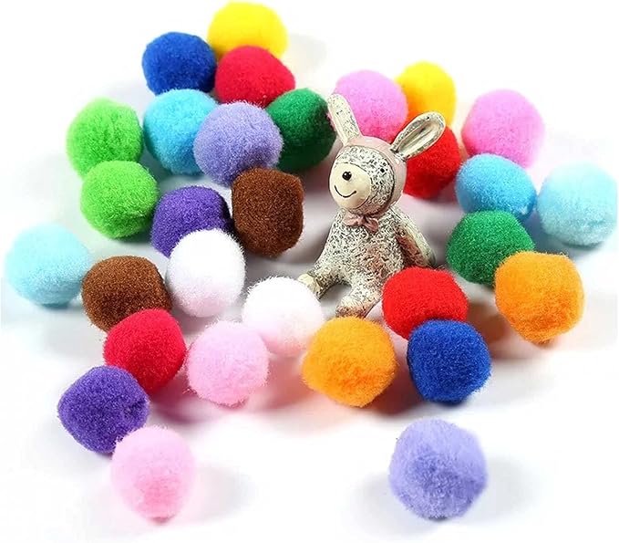 30Pcs 1.3 Inch Cat Toy Balls Soft Kitten Pompom Toys Indoor Cats Interactive Playing Quiet Ball Cats Favorite Toy, Cat Pom Pom Balls for Craft DIY Creative Crafts Decorations (Assorted Color)-PawvioPets