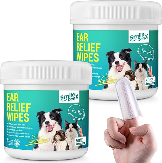 Dog Ear Cleaner Wipes - Dog Ear Infection Treatment Fast Relief from Ear Itching and Inflammation, Cat Ear Wipes Gently Remove Ear Wax Debris and Smelly (100 Pcs, Unscented)-PawvioPets
