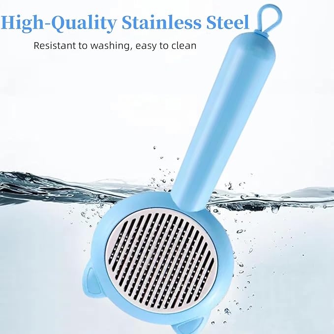 Cat Brush for Shedding，Pet Grooming Tool for Dogs，Cat Hair Brush with Self Cleaning Button for Deshedding, Easy to Removes Loose Fur-PawvioPets