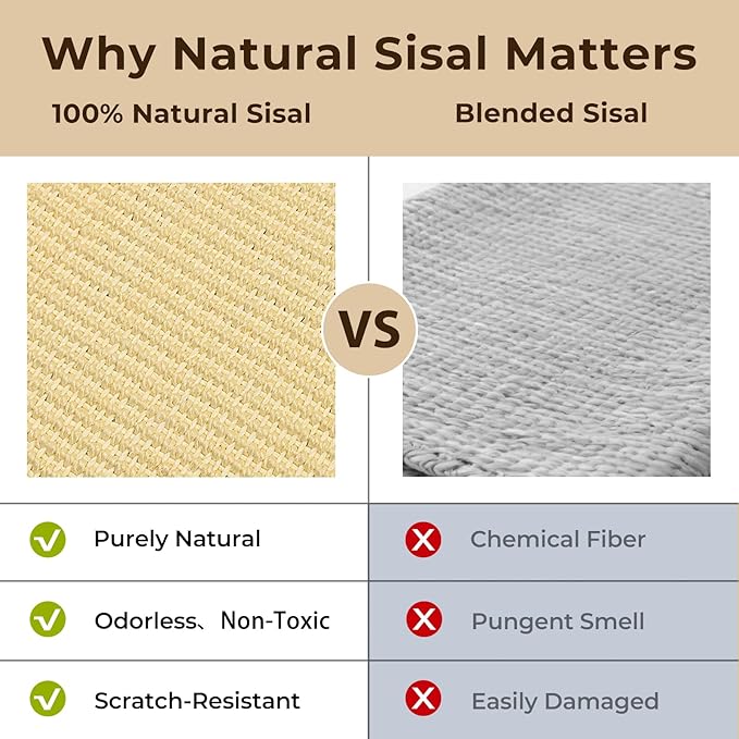 2-in-1 Sisal Cat Scratcher Bed for Indoor Large Cats – Hammock Lounge with Natural Sisal Pad, Wooden Cat Furniture for Scratching and Resting-PawvioPets