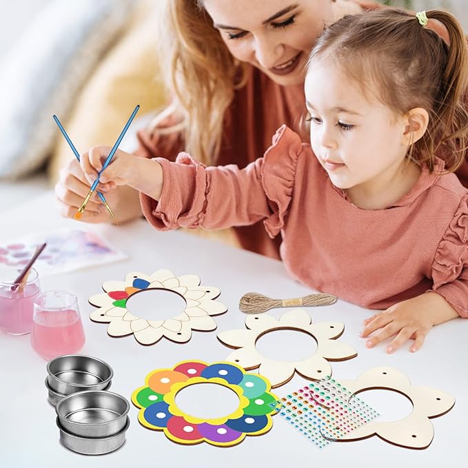 Fennoral 4 Pack Bird Feeder Kits for Kids Make Your Own Bird Feeders Wooden Arts and Crafts for Kids Ornaments DIY to Paint Bird Feeders Craft for Spring Winter Garden Outdoor Activities Project-PawvioPets