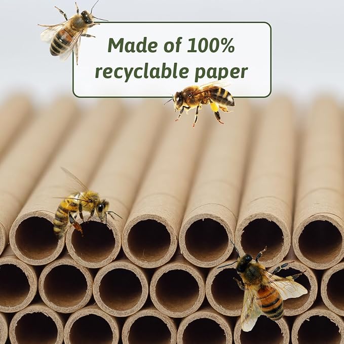 200pcs Cardboard Bee House Nesting Tubes - 6" Long X 5/16" Diameter Tube for Mason Solitary Bees - for Filling Insect Hotels and Bug Houses-PawvioPets