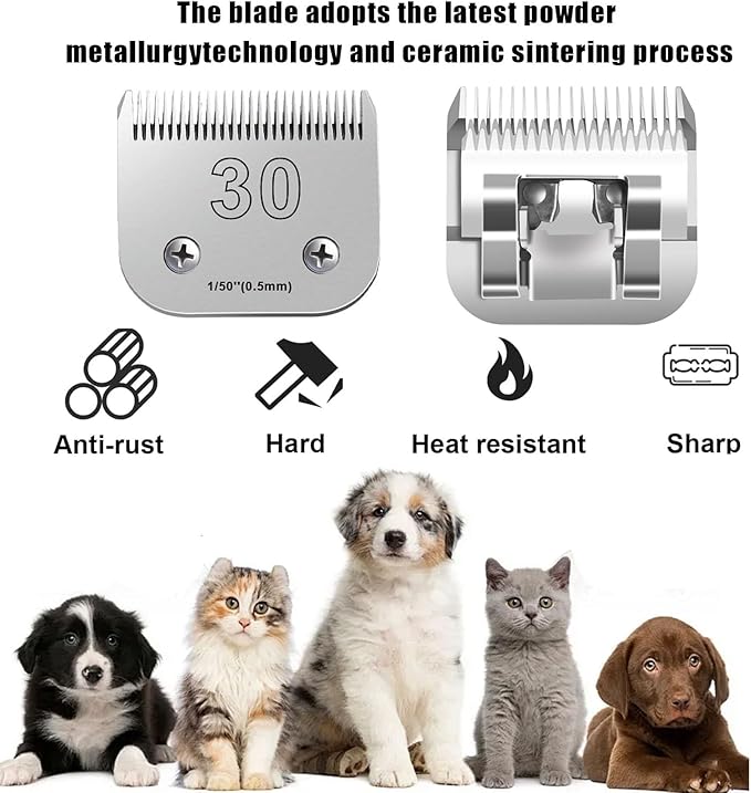 30 Blades for Dog Grooming Blades Compatible with Andis,Oster A5,Wahl km10 Dog Clippers,Size-#30, 1/50-Inch Cut Length (0.5mm)(3pcs #30)-PawvioPets