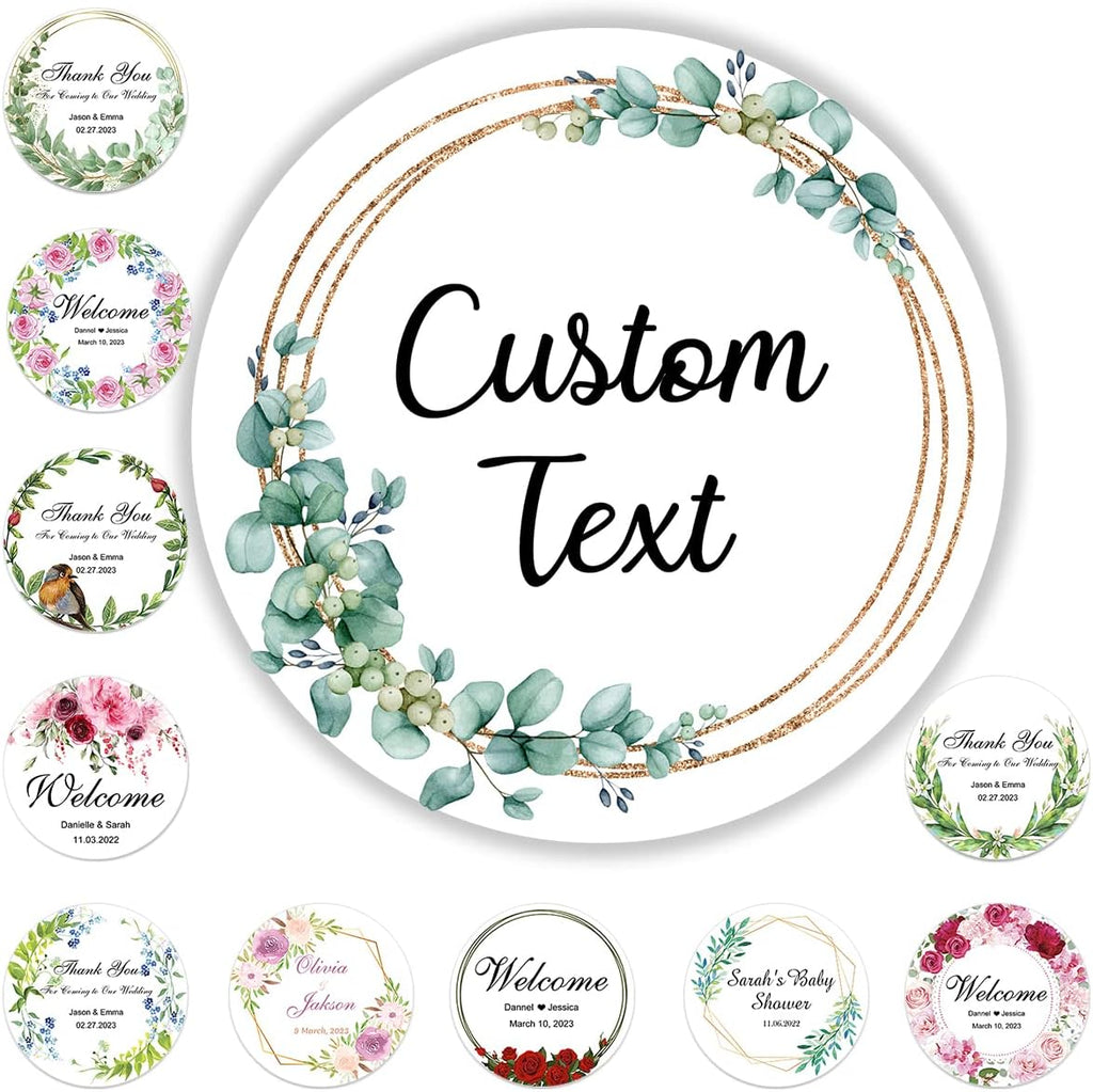 100 Pack Custom Stickers Personalized Labels for Business Logo Customized Vinyl Wedding Favors Birthday Baby Bridal Shower Make Your Own Decals