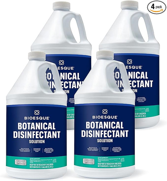 Bioesque Botanical Disinfectant Solution, Heavy Duty Broad-Spectrum Disinfectant, Kills 99.9% of Bacteria, Viruses*, Fungi, & Molds, 1 Gallon (Pack of 4)-PawvioPets