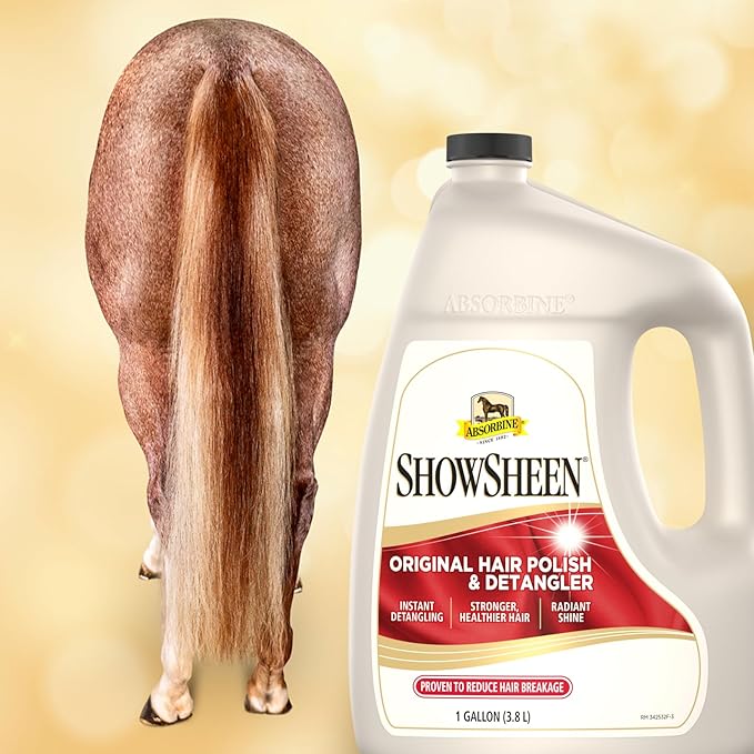 Absorbine ShowSheen Hair Polish & Detangler 128oz Refill Jug, Horse and Dog Coat, Mane and Tail, Instant Detangling & Reduces Hair Breakage for Healthy Grooming & Radiant Shine-PawvioPets