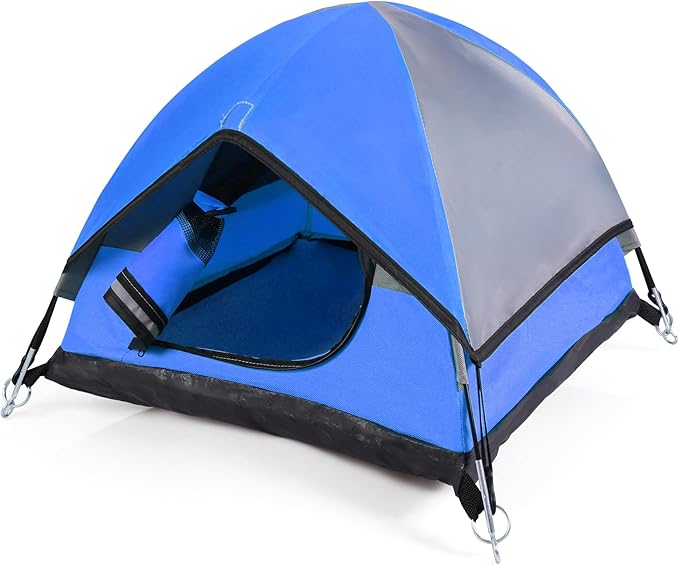 Cat Camping Tent, Cat Tent Bed, Pet Tent for Indoor Cat and Small Dog, Mini Tent (Blue, 21 x 21 x 14 Inches)-PawvioPets