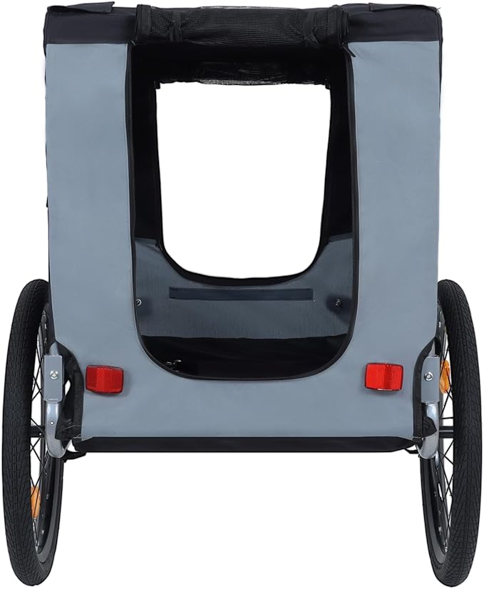 Blue-Grey Large Folding Bike Trailer for Dogs – Heavy-Duty Steel Frame, 66LB Capacity Pet Carrier for All-Terrain Cycling, Jogging & Camping Adventures!-PawvioPets
