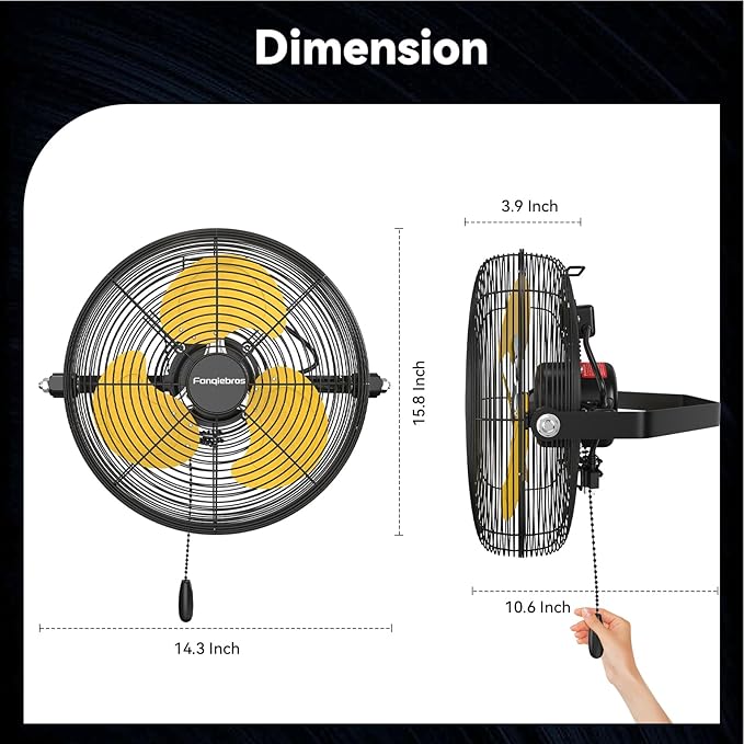 12 IN High Velocity Wall Mount Fan, 3 Speed Industrial Wall Fan with Sealed Motor, 2500 CFM Adjustable Air Circulator for Garage, Commercial, Greenhouse, Warehouse & Gazebo Use, UL Listed-PawvioPets