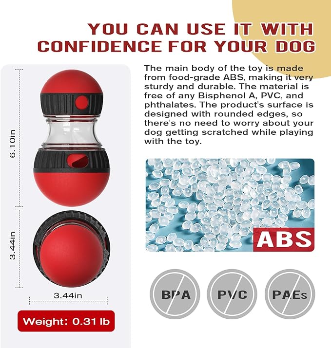 Dog Food Puzzle Toy Adjustable Treat Dispensing Food Dispenser Slow Feeder Bowls Puppy Enrichment Toy Ball Dog Interactive Chase Training Toys for Small Medium Large Dogs-PawvioPets